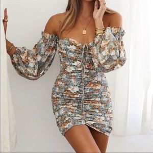 Hello Molly Basque Country Dress Sage White Mini Size 8 Large NWT